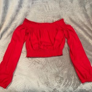 DIVIDE H&M off the shoulder red crop top SIZE XS